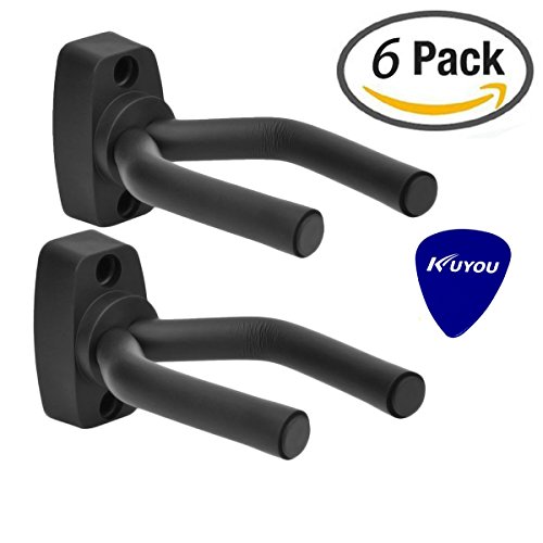 6 Pcs Guitar Wall Hangers Stands ,KuYou Guitar Hangers Keep Hook Holder Wall Mount Fits All Size Guitars with Guitar Picks