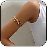 KONPJE Arm Cuff for Women Layered Armlet Open Adjustable Arm Cuff Gold Silver Upper Arm Cuff Bracelet Minimalist Armband Trendy Jewelry