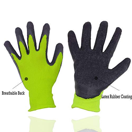 HANDLANDY Kids Gardening Gripper Gloves for age 313, 2 Pairs Foam