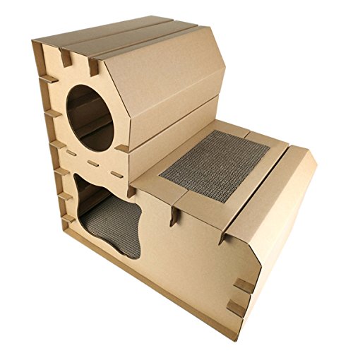 Cardboard Two Story Cat House Scratcher Bed Cave Nest Lounge, AYADA 2