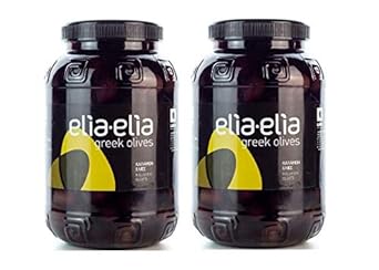 Spar-Set 2 x 1 KG griechische Kalamata Oliven Extra Jumbo - Chalkidiki schwarze Oliven im PET-Fass je 1000 g aus Griechenland