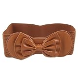 Elastic Coffee Butterfly Knot Hook Buckle Ladies Waist Belt