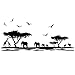 DNVEN Border African Elephants Mural Vinyl Wall Decals Safari Africa Jungle Animal Elephant Giraffe Wall Decors Forest Animals Wall Decals Scene for Kids Nursery Bedroom 63 inches x 30 inches