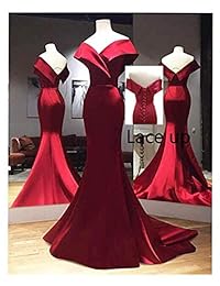 Vestidos de fiesta de sirena con hombros descubiertos 2019 de satén largo vestidos de noche formales vestidos de fiesta para mujeres