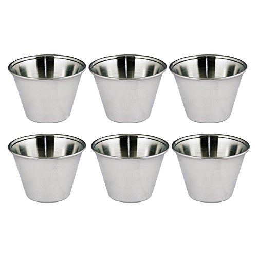 Kosma set of 6 Stainless Steel Condiment Cups | Pots Dish | Sauce Cup | Sauce Salad Dressing Cups - 4 oz/115 ml - Thumbnail 4