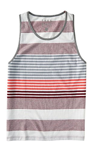 Aeropostale Men's Free State Super Stripe Tank Shirt M Red Dare