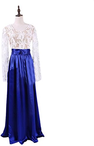 Oufeisha Womens Aline Lace Hollow Bow Satin Floor Length Evening Bridemaid Dress