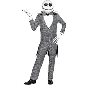 Amscan The Nightmare Before Christmas Jack Skellington Pinstripe Halloween Costume for Men, Standard, with Accessories