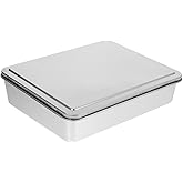 HOLIDYOYO Stainless Steel Covered Cake Pan 11X9 Cake Baking Pan with Metal Lid Cake Baking Box