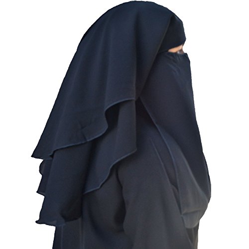 Muslim Costumes - Hayaa Clothing Niqab 3-layer Fluttery Butterfly Saudi Niqab (Black),