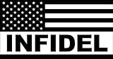 Black and White USA Flag with INFIDEL Sticker (decal military pro america)