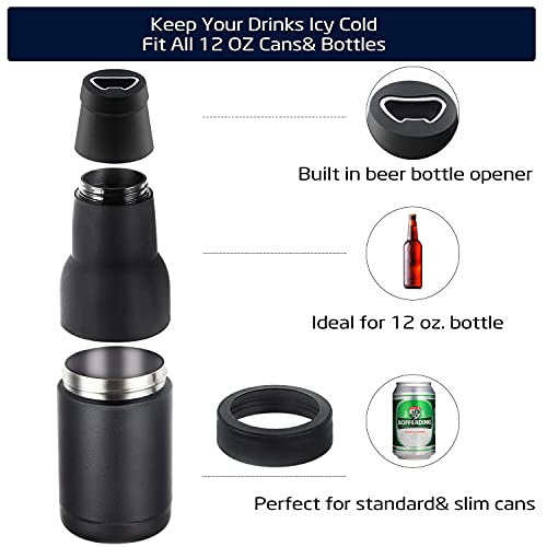 Stepstall Beer Bottle and Can Cooler with Beer Opener, 12 oz. Slim Can