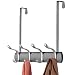 mDesign Decorative Over Door 8 Hook Metal Storage - Long Easy Reach Organizer Rack for Coats, Hoodies, Hats, Scarves, Purses, Leashes, Bath Towels, Robes, Men, Womens Clothing - Graphite Gray/Chrome