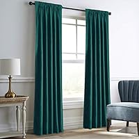 Dreaming Casa Teal Green Velvet Curtains for Living Room,Thermal Insulated Rod Pocket/Back Tab Window Curtain for Bedroom(2 Panels,52" W x 84" L)