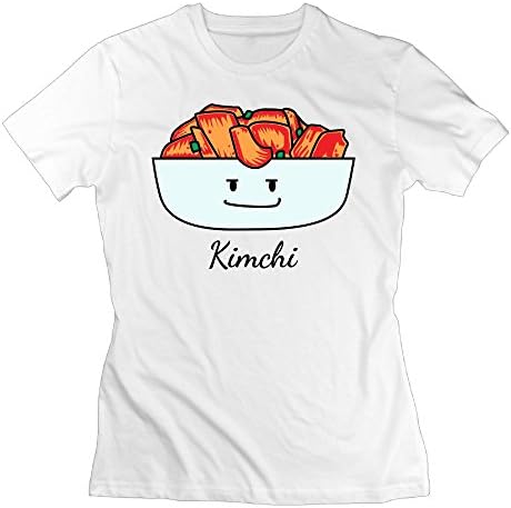 AKKK47 Women's Soft Happy Kimchi Kimchee Bowl T Shirt White M