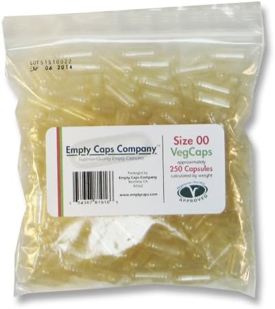 Size "00" Empty Vegetarian Capsules - 250 Count