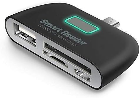 KINMOI USB Type C 3.1 to Micro USB Converter OTG HUB Adapter/Reader with SD/TF Flash Memory Card Support and 1 Year Plan for MacBook, Chromebook and Windows Devices (Black)