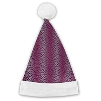 Vicrunning Pink Leopard Print Red and White Santa Christmas Hat Decoration