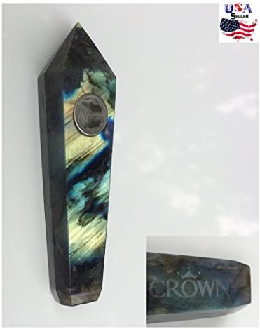 Crown Natural Labradorite Quartz Crystal Pipe Pure Healing point