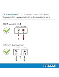 TV Ears Original sistema de auriculares inalámbrico, audífono TV dispositivos funciona mejor con TV, TV analógica escucha Auriculares para personas mayores y problemas de audición. Clarificación de voz, Doctor recomendado   11641