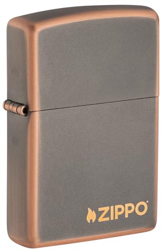 Zippo, Rustic bronze lighter with elegant design, belly flame mechanism, customizable, durable and timeless, Refillable for lifetime use, RUSTIC BRONZE with logo