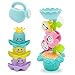 Lydaz Bath Toys Set, Kids Flower Waterfall Water Station, Stacking Cups Watering Can Plus Bath Toy Organizer, 6 PCs Bathtub Bathtime Toys Baby Toddlers
