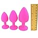 3 Pcs 3 Size Silicone Jeweled Anal Butt Plugs Anal Trainer Toys Hmxpls Sex Love Games Personal Massager for Women Men Couples Lover (Pink+Blue)
