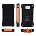 Foreverrise 10000mAh Solar Charger Dual USB Battery Pack Portable Phone Solar Power Bank Waterproof Battery Charger with LED Light and Carabiner with Compass Pack for Most USB Devices(Orange)