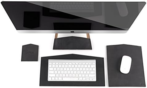 100% Full Grain Black Leather 4 Piece 27" Apple Computer Desktop Set - Made in USA