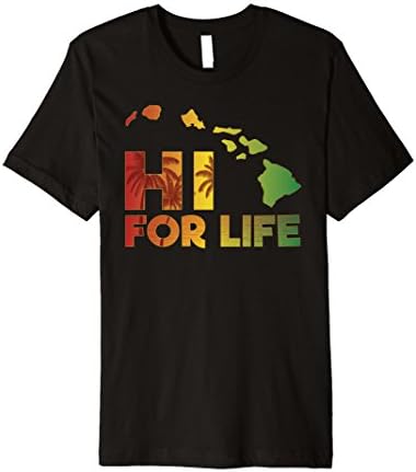 Rasta Colored HI For Life Hawaii Palm Tree Tee shirt