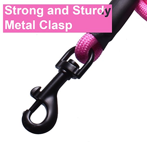 Hilltop Products 3.7 Feet Sturdy Round Portable Rope Leash for Pets - Durable Climbing Rope Dog Lead with Padded Handle for Small and Medium Dogs, Pets (Pink)