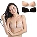 2 Pack Women's Sticky Strapless Self Adhesive Backless Dress Bra Adhesive Invisible Backless Push Up Strapless Sticky Bras (D) Beige