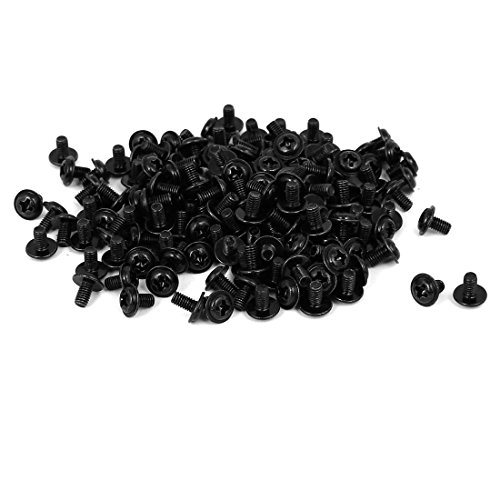 uxcell Computer PC Case PWM3 x 5mm Phillips Washer Motherboard Screw Black 200pcs