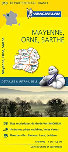 Mayenne, Orne, Sarthe : Carte départementale 310 by MICHELIN (Paperback)
