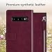 Qoosan Galaxy S10 Plus Zipper Wallet Case, Leather Flip Cover with Card Holder, Wine