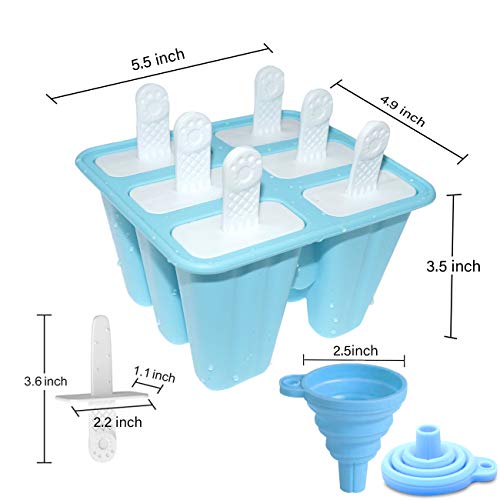 6-Piece Silicone Popsicle Molds - BPA-Free Ice Pop Makers With Sticks & Brush