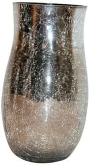 20X12Cm Silver Crackle Mirrored Glass Vase Mq-189