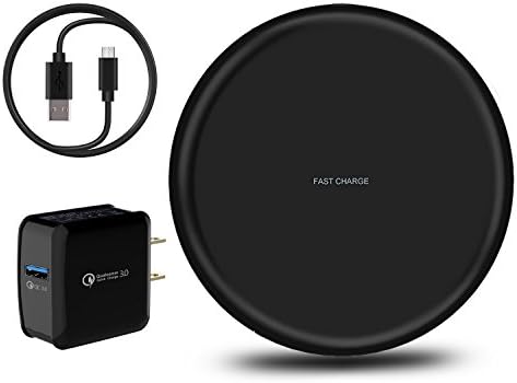 LG V30 Wireless Charger With QC 3.0 Adapter, Bbtops Wireless Charging Pad Stand for Galaxy S9 Plus S8&amp;Plus S7 Edge Note 8 iPhone X iPhone 8/8 Plus and Other Qi-Enable Device (black-with adapter)