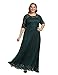Chicwe Women's Plus Size Stretch Lined Floral Lace Maxi Dress with 3/4 Sleeves - Evening Wedding Party Cocktail Dress …