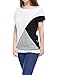 Allegra K Women Boat Neck Short Sleeve Color Block Tee Shirts White M