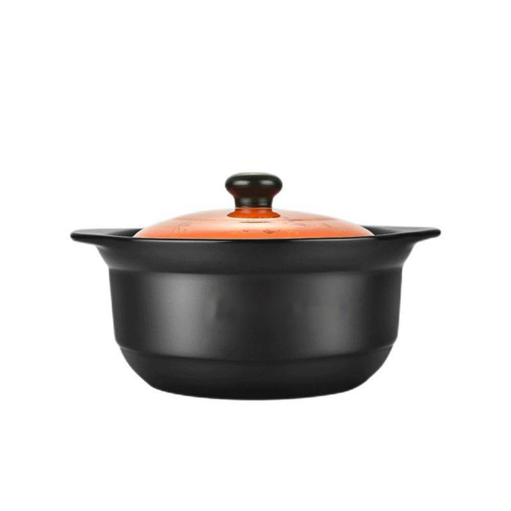 KOOLASA Ceramic Round Casserole with Lid,Ceramic Stew Pot,Chinese Soup Stewing Pot Kitchen Cookware Heat Resistant,Non-Stick 3.3L
