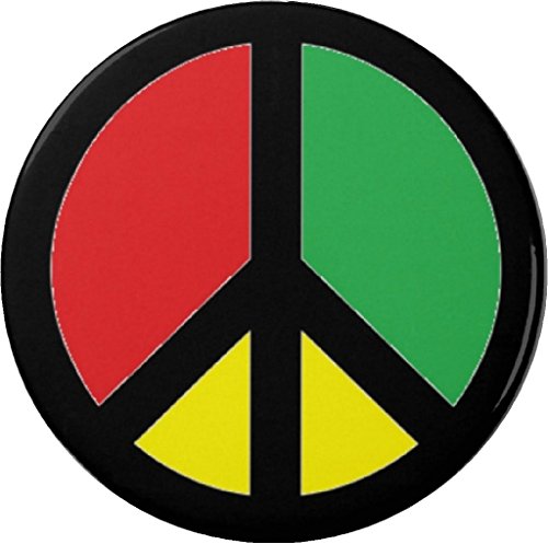 Rasta Peace Sign Flag 2.25' Large Button Pin Jamaican Calypso Reggae Rastafarian
