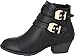 Top Moda Women's Buckle Straps Stacked Low Chunky Heel Ankle Bootie Parker Boots Black 9