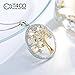 T400 Tree of Life Necklace 925 Sterling Silver Golden Round Pendant Jewelry Gift for Mother Women