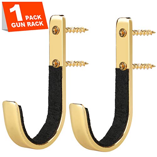 GOHIKING Gun Rack Shotgun Hooks Rifle Hangers Archery Bow Felt Lined Wall Mount Storage Golden