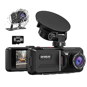 Kingslim D1 Dash Cam Front and Rear with GPS – 1080P Dual Dash Cam for Cars, 3.16” IPS Wide Screen | 170° Wide Angel…