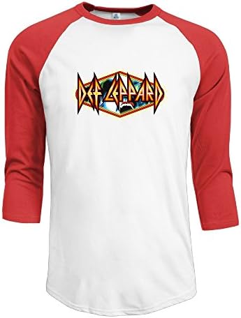 Men's Def Leppard 100% Cotton 3/4 Sleeve Athletic Baseball Raglan T-Shirt Red US Size XL