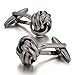 INBLUE Men's 2 PCS Rhodium Plated Cufflinks Black Love Knot Shirt Wedding Business 1 Pair Set