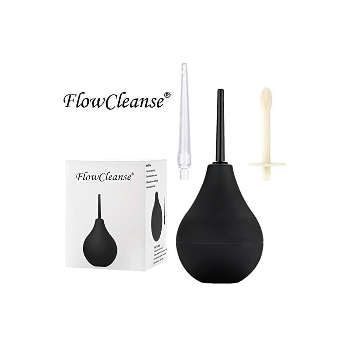 FlowCleanse Enema Douche Bulb Kit with 3 Changeable Comfort Tips. Medical Grade Material Flow Cleanse Cleaning Men/Women…