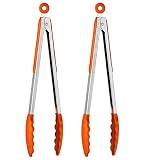 SimplexSilicone 2 Pack Premium Non-Stick Silicone Tongs Set For Cooking And Serving - Stainless Steel With Silicone Tongs - Heat Resistant Kitchen Grilling BBQ Utensils - 12